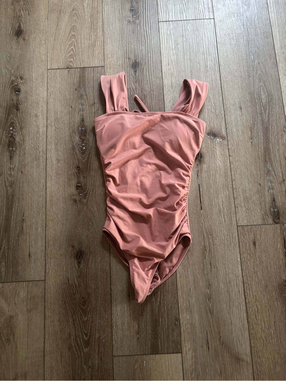 Janela Bay Thick Strap Ruched One Piece Swimsuit - Mauve / Pink (Size XS